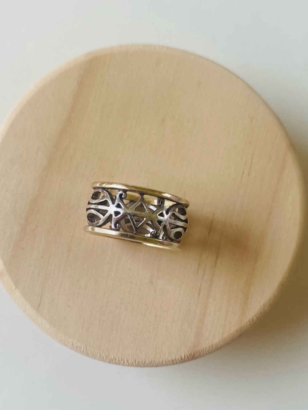 Intricate Cutout Two-Tone Sterling Ring